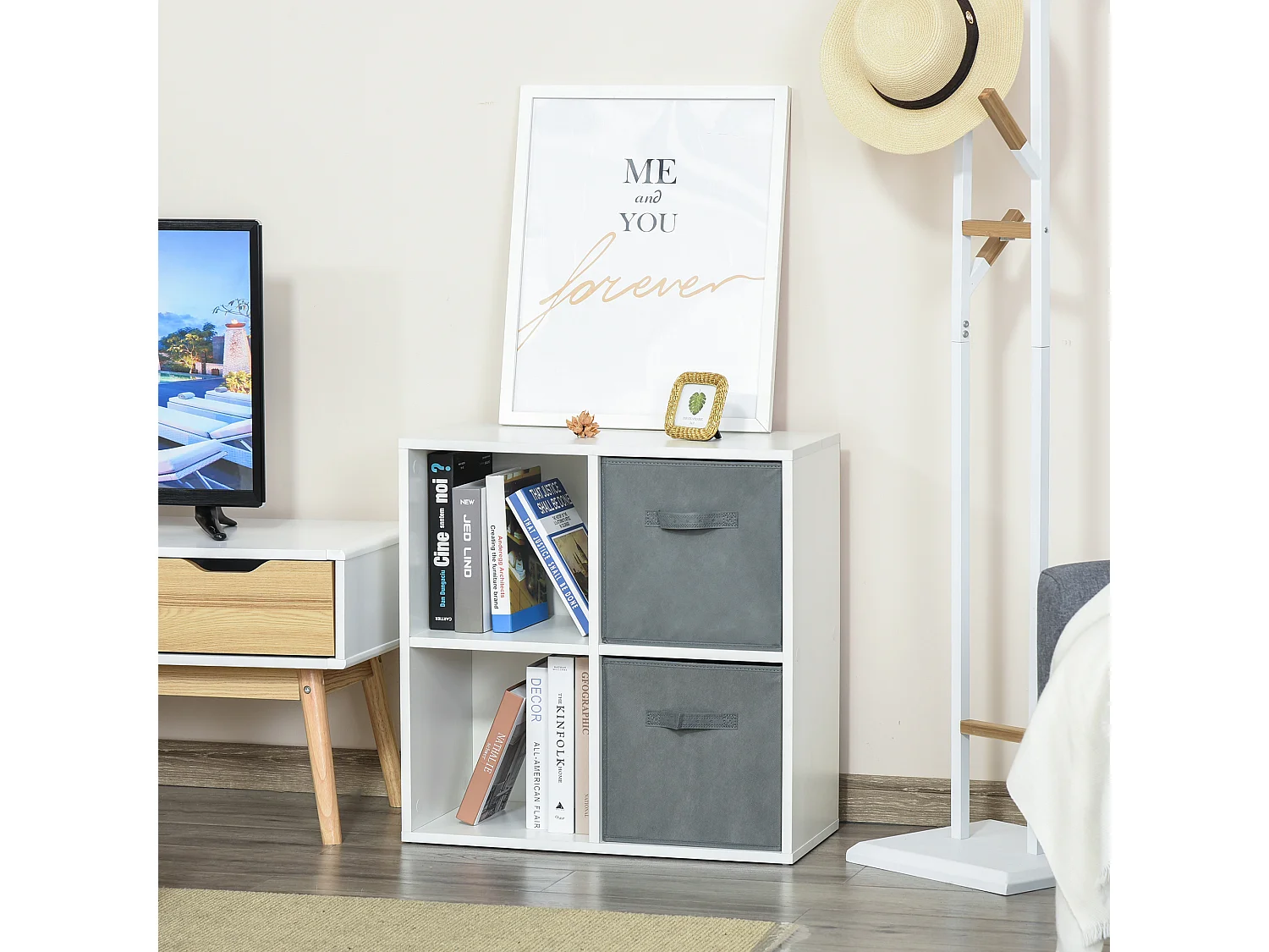 Estantería de 4 cubos blanco 61.5x30x61.5 cm HOMCOM