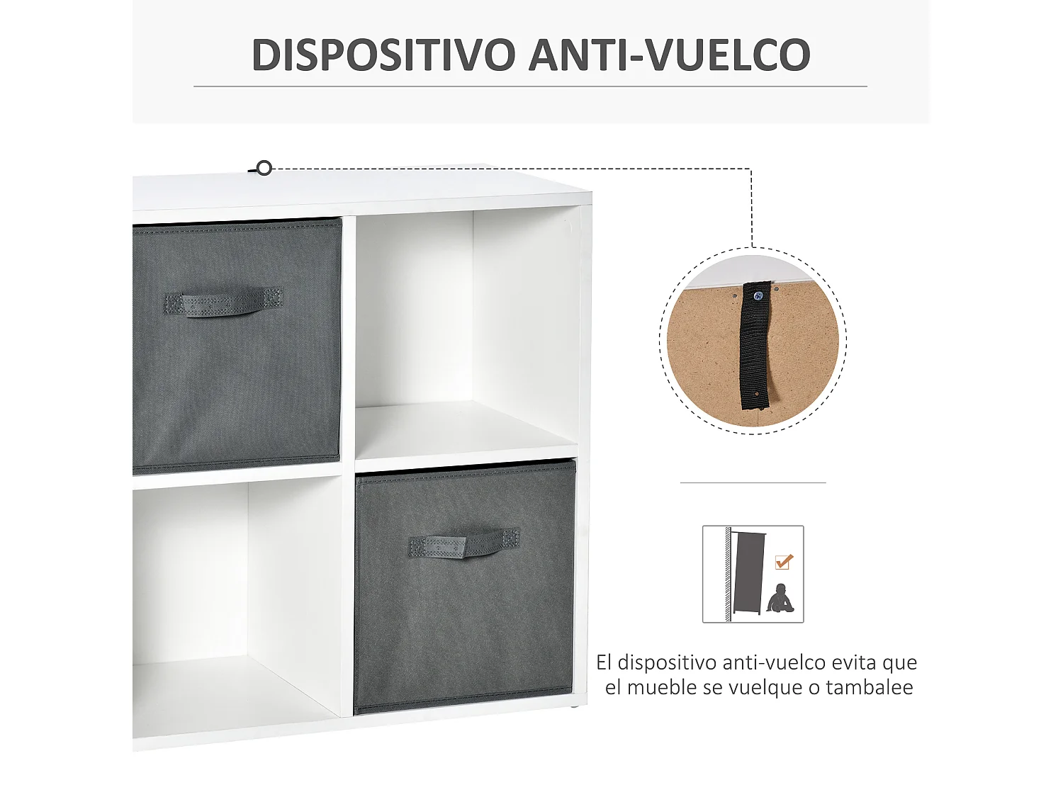 Estantería de 4 cubos blanco 61.5x30x61.5 cm HOMCOM