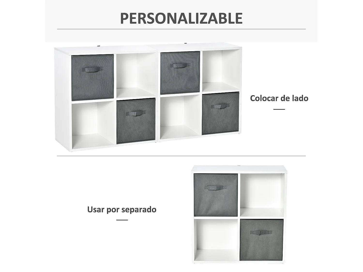 Estantería de 4 cubos blanco 61.5x30x61.5 cm HOMCOM