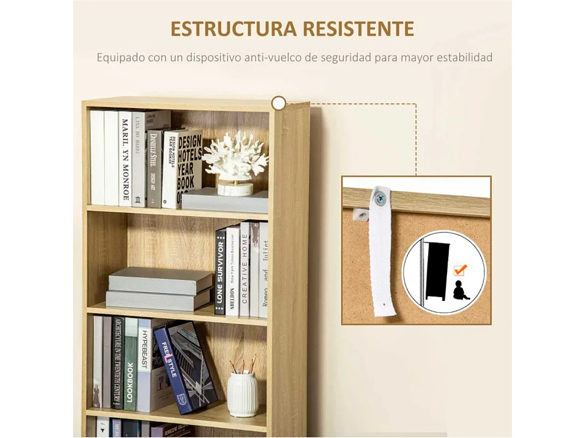 Estantería para libros madera natural 59x29x180 cm HOMCOM
