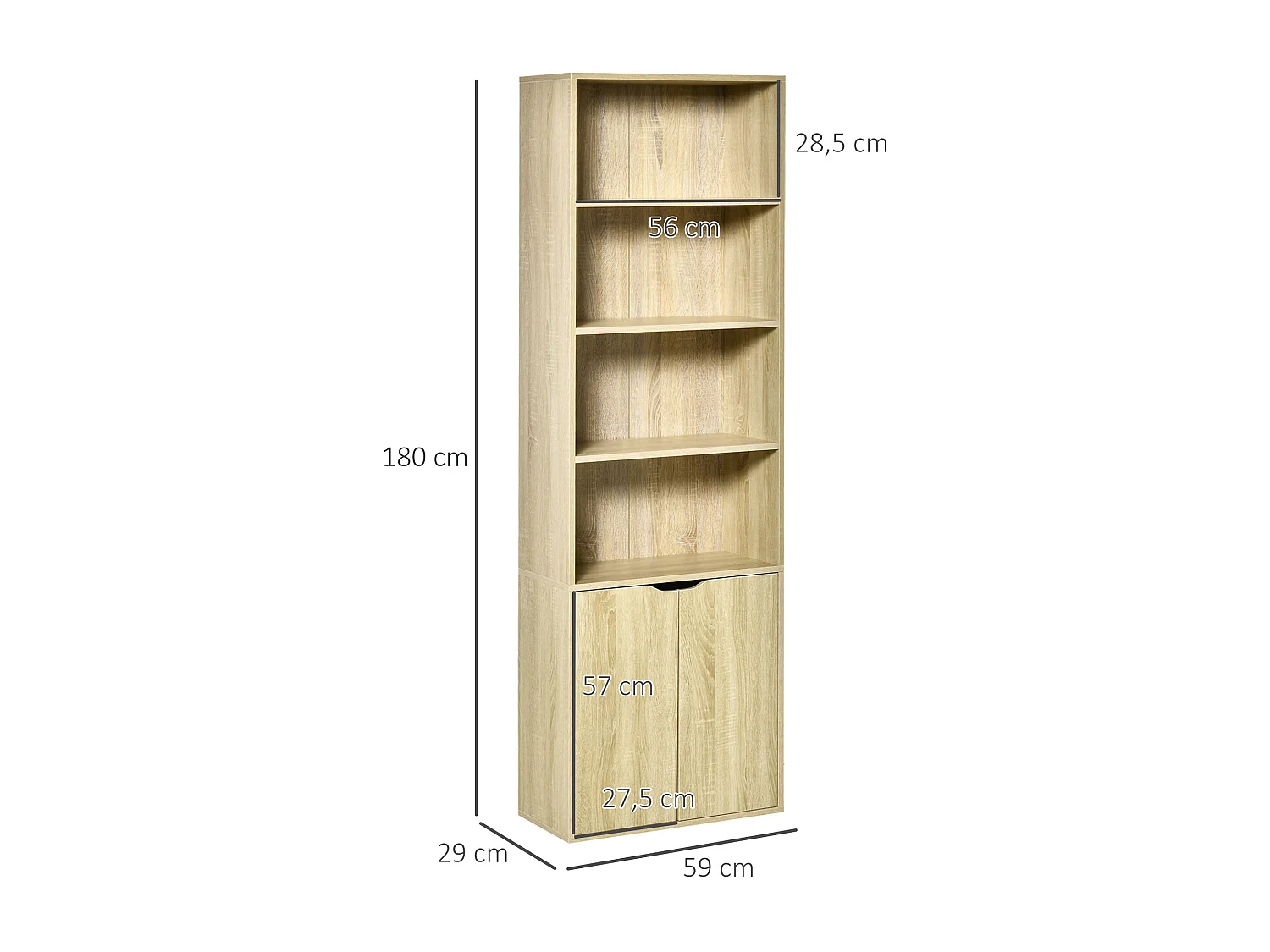 Estantería para libros madera natural 59x29x180 cm HOMCOM
