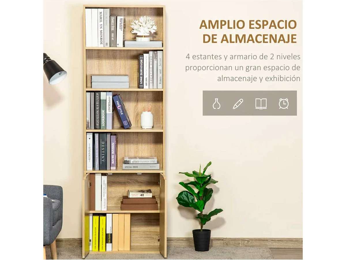 Estantería para libros madera natural 59x29x180 cm HOMCOM