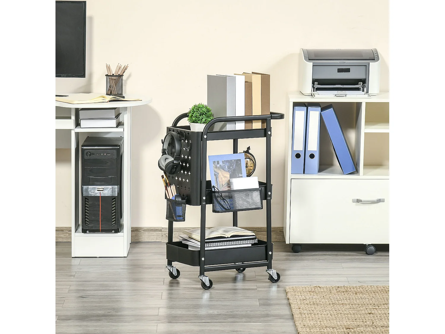 Carrito de cocina negro 51.5x32x75.6 cm HOMCOM