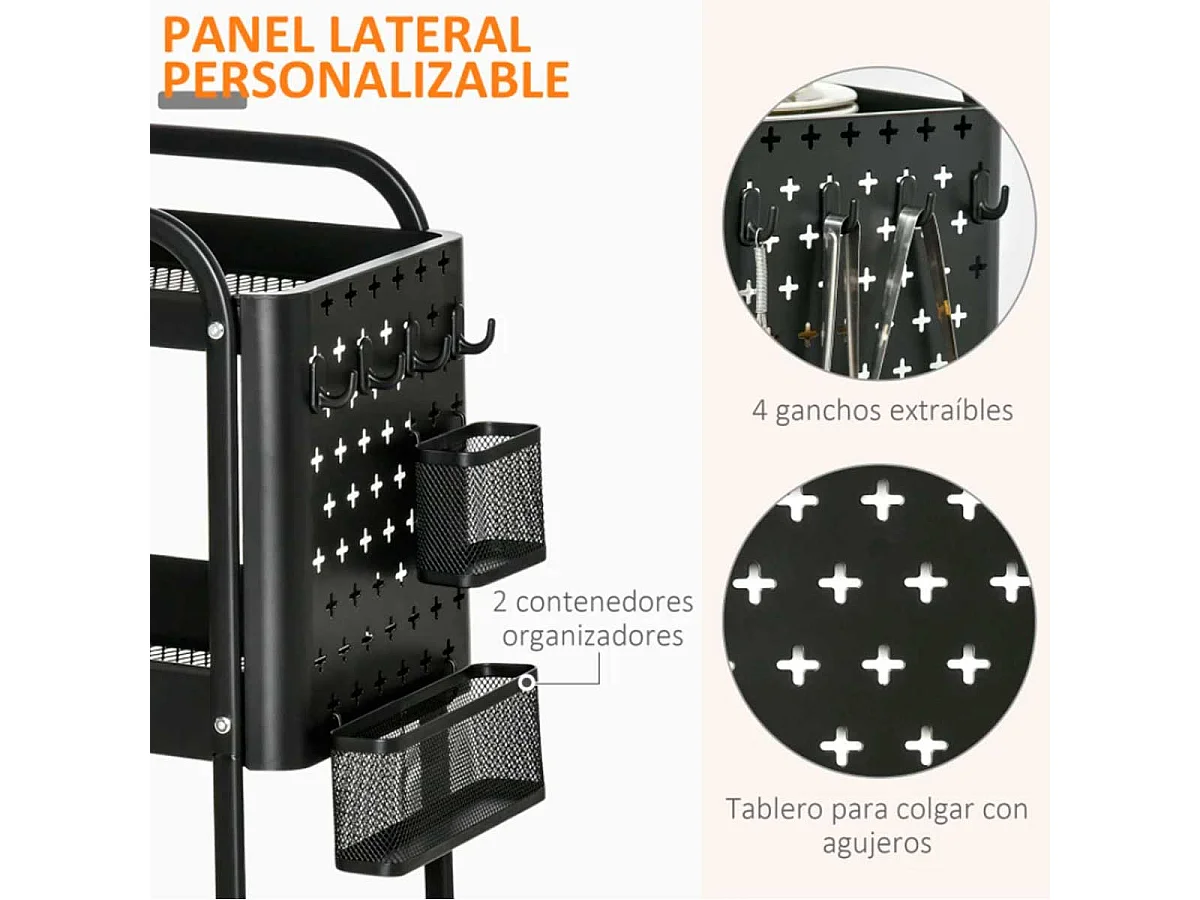 Carrito de cocina negro 51.5x32x75.6 cm HOMCOM