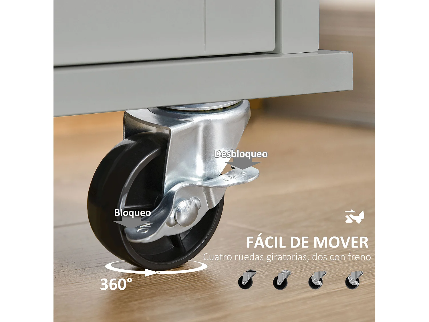 Isla de cocina gris 121x46x91 cm HOMCOM