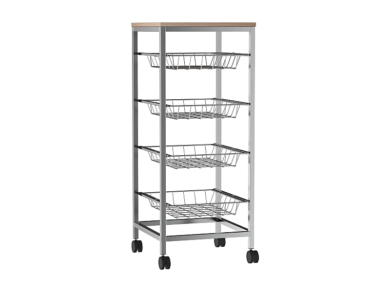 Carro de cocina plata 36.5x36.5x89 cm HOMCOM