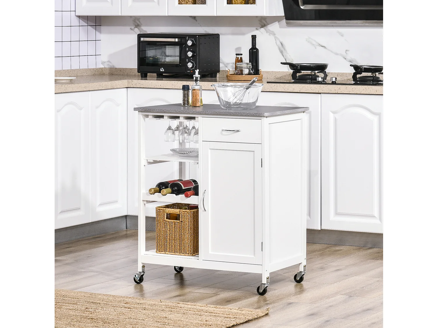 Carrito de cocina blanco 76x48x88 cm HOMCOM