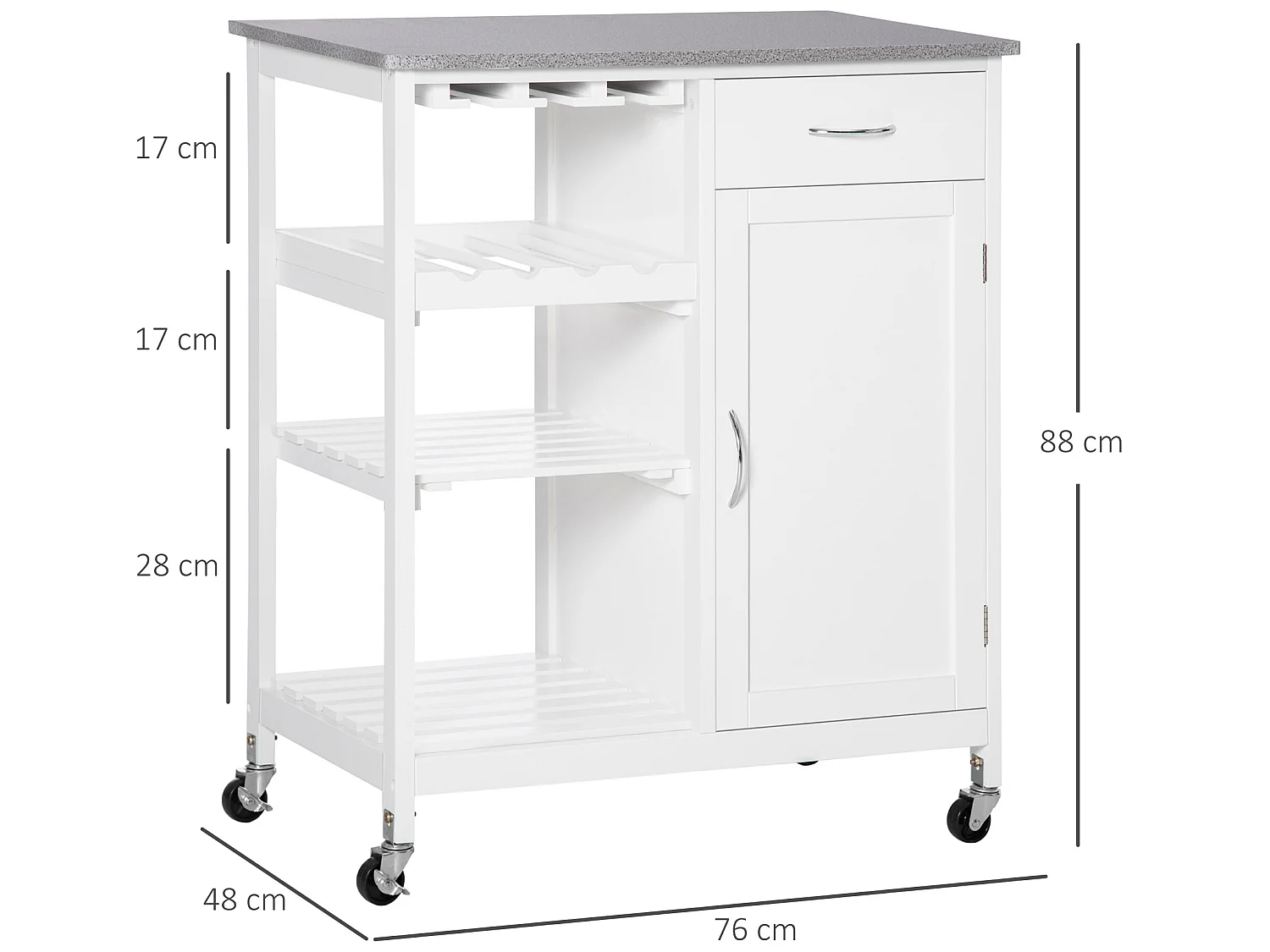 Carrito de cocina blanco 76x48x88 cm HOMCOM