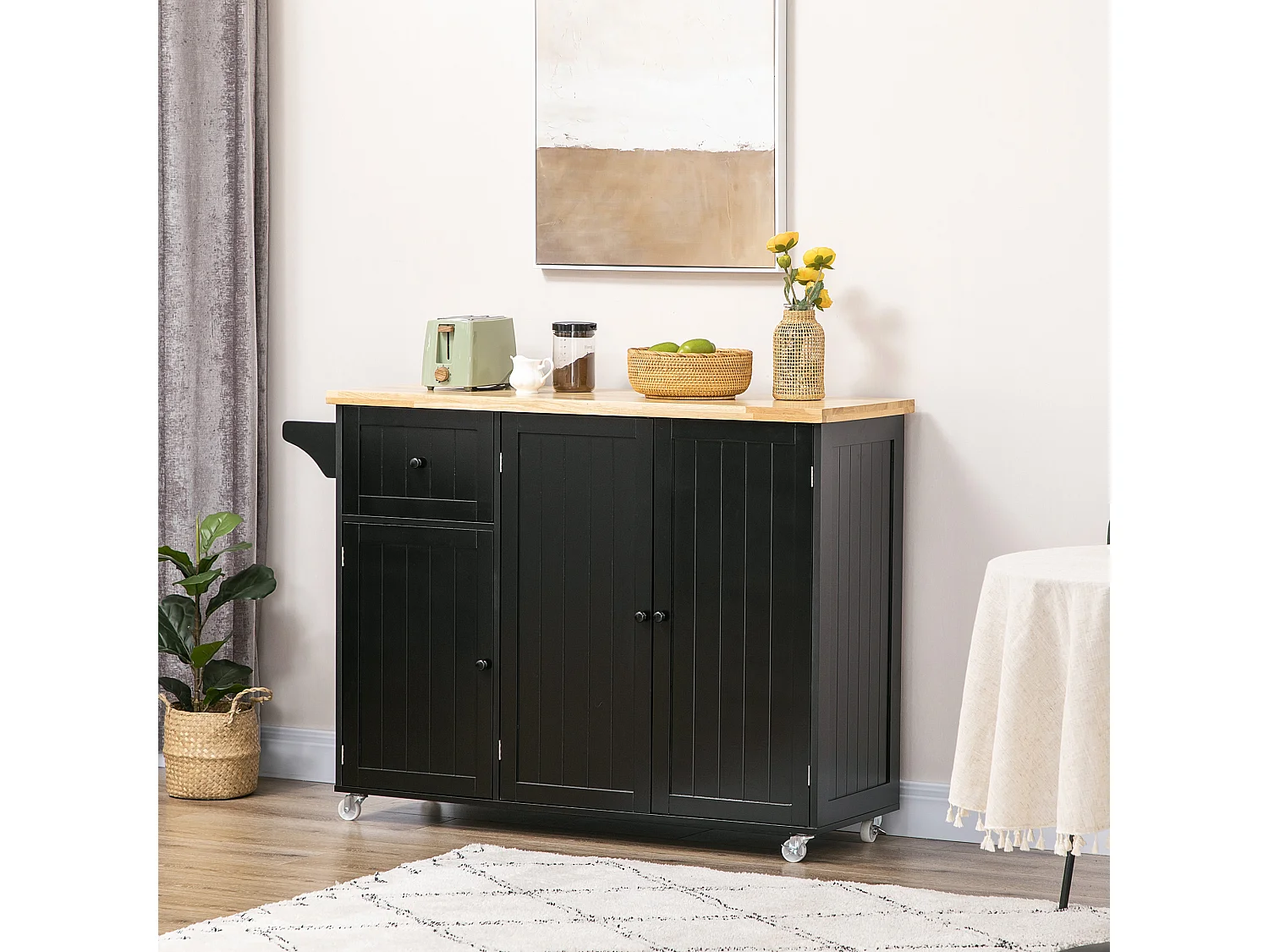 Isla de cocina negro 135x45x94.5 cm HOMCOM