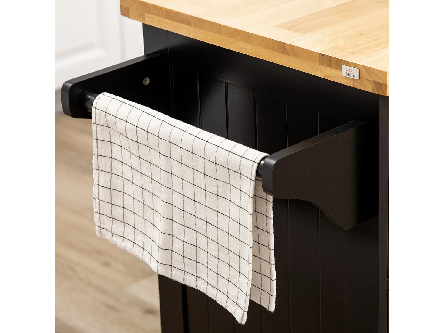 Isla de cocina negro 135x45x94.5 cm HOMCOM