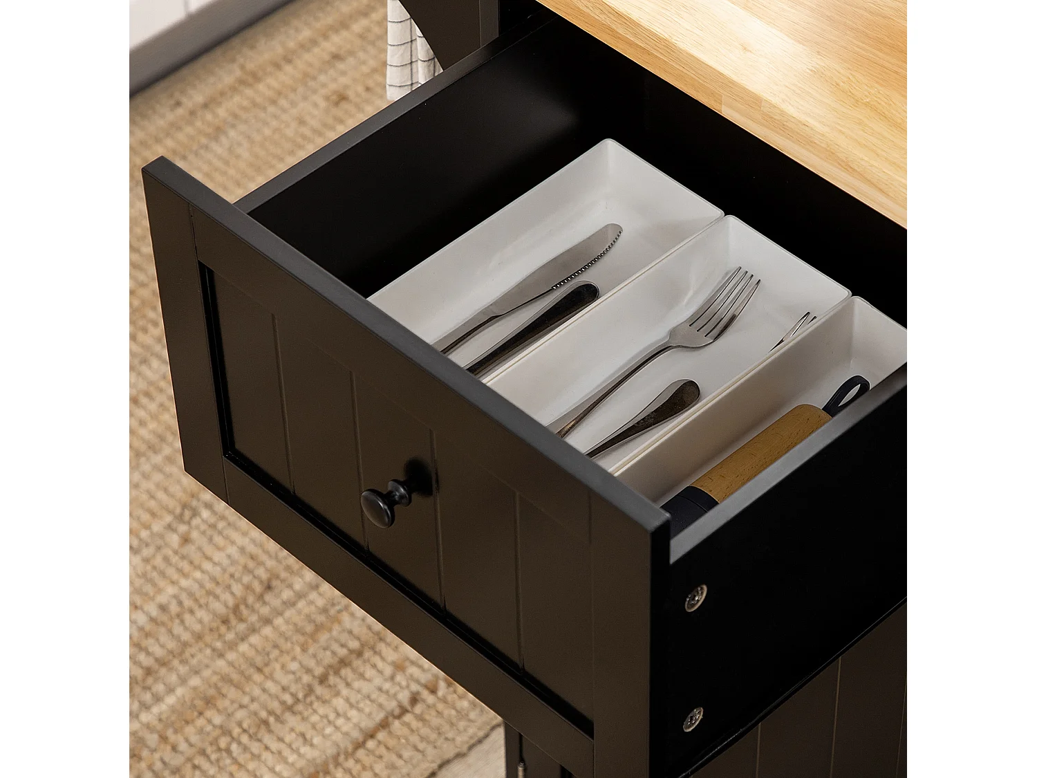 Isla de cocina negro 135x45x94.5 cm HOMCOM