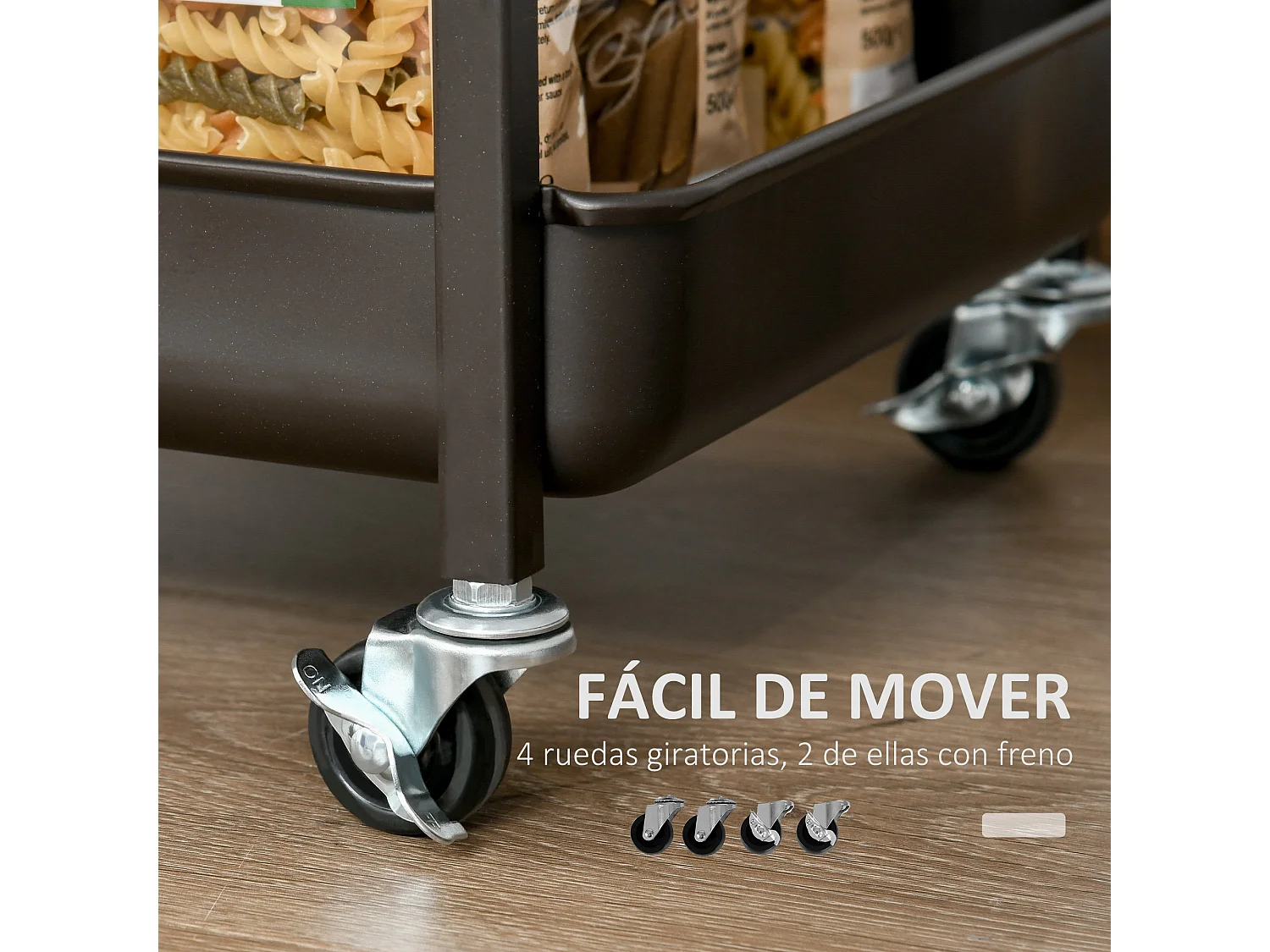 Carro de cocina marrón rústico 118x36.5x82 cm HOMCOM