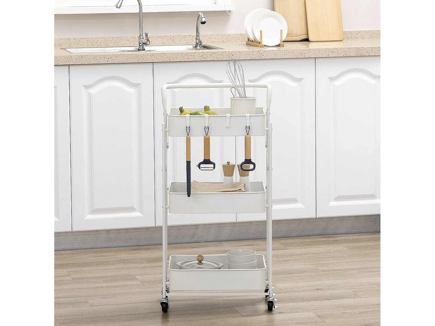 Carrito de cocina blanco 43x31x89 cm HOMCOM