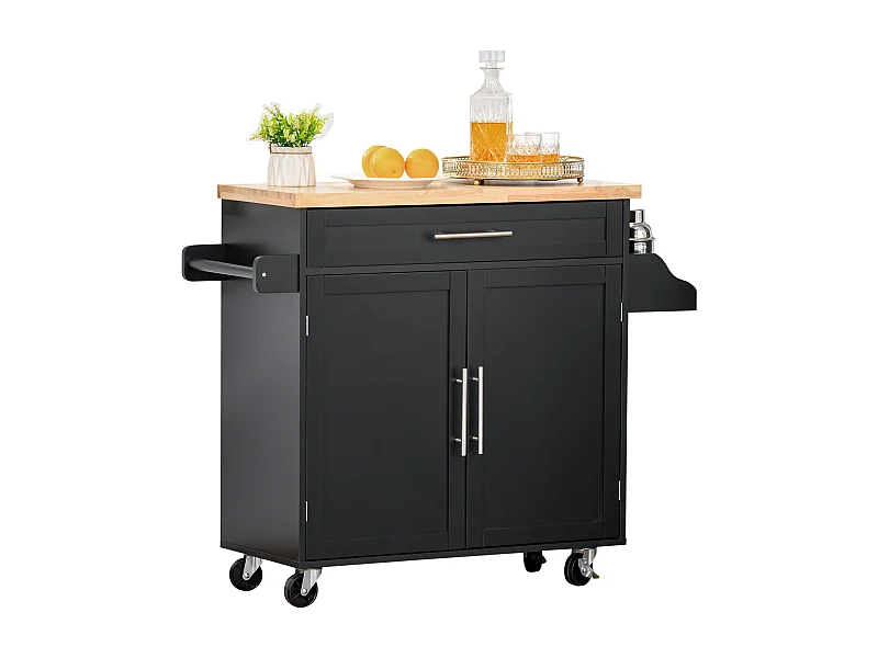 Carro de cocina negro 109x40x89 cm HOMCOM