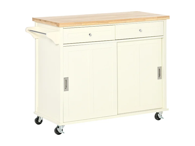 Carrito de cocina crema 110x49.5x89.5 cm HOMCOM