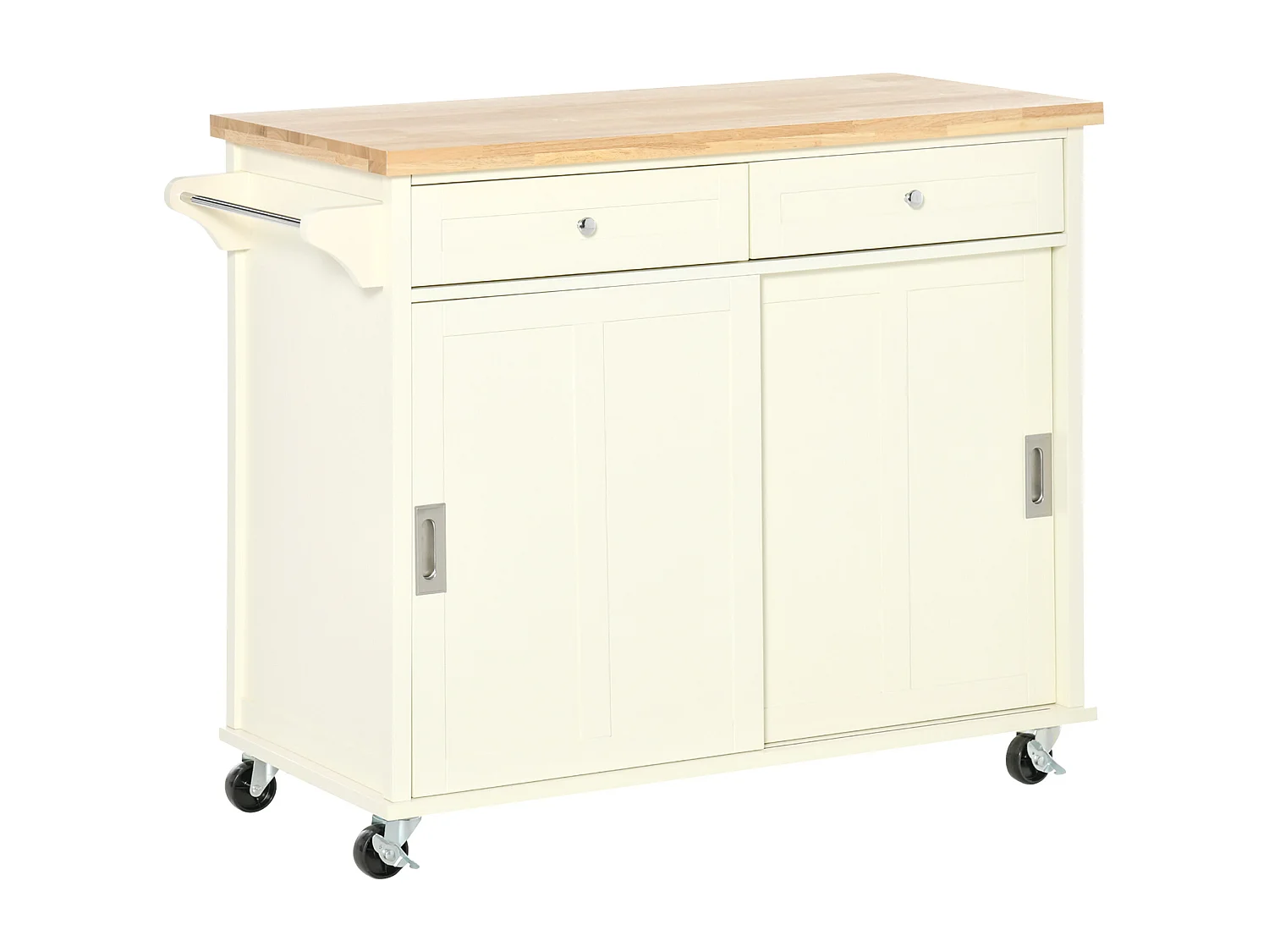 Carrito de cocina crema 110x49.5x89.5 cm HOMCOM