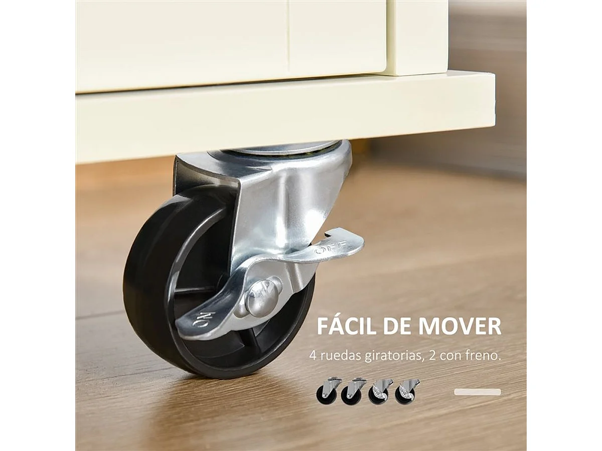 Carrito de cocina crema 110x49.5x89.5 cm HOMCOM