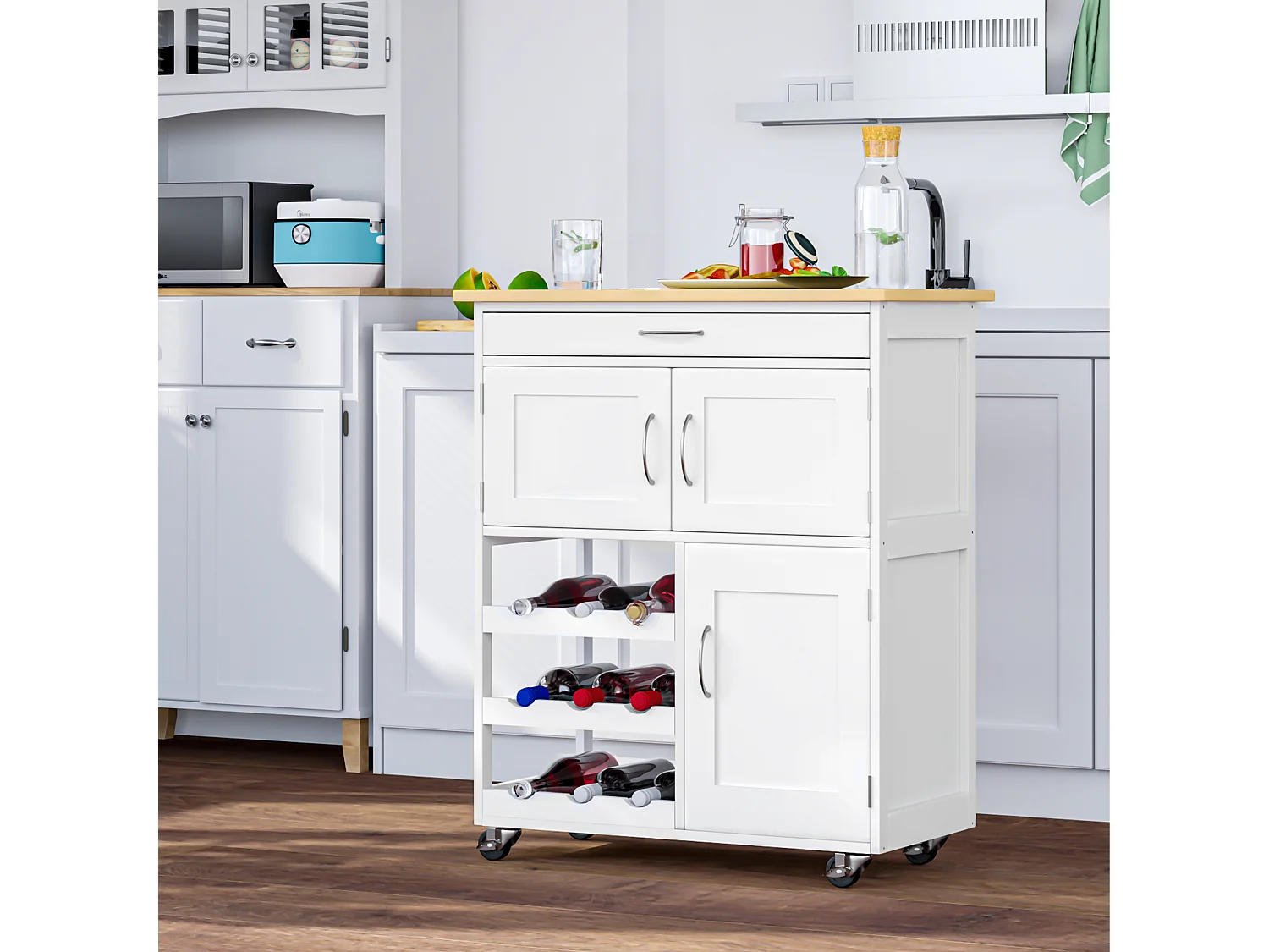 Carro de cocina blanco 67x37x87 cm HOMCOM