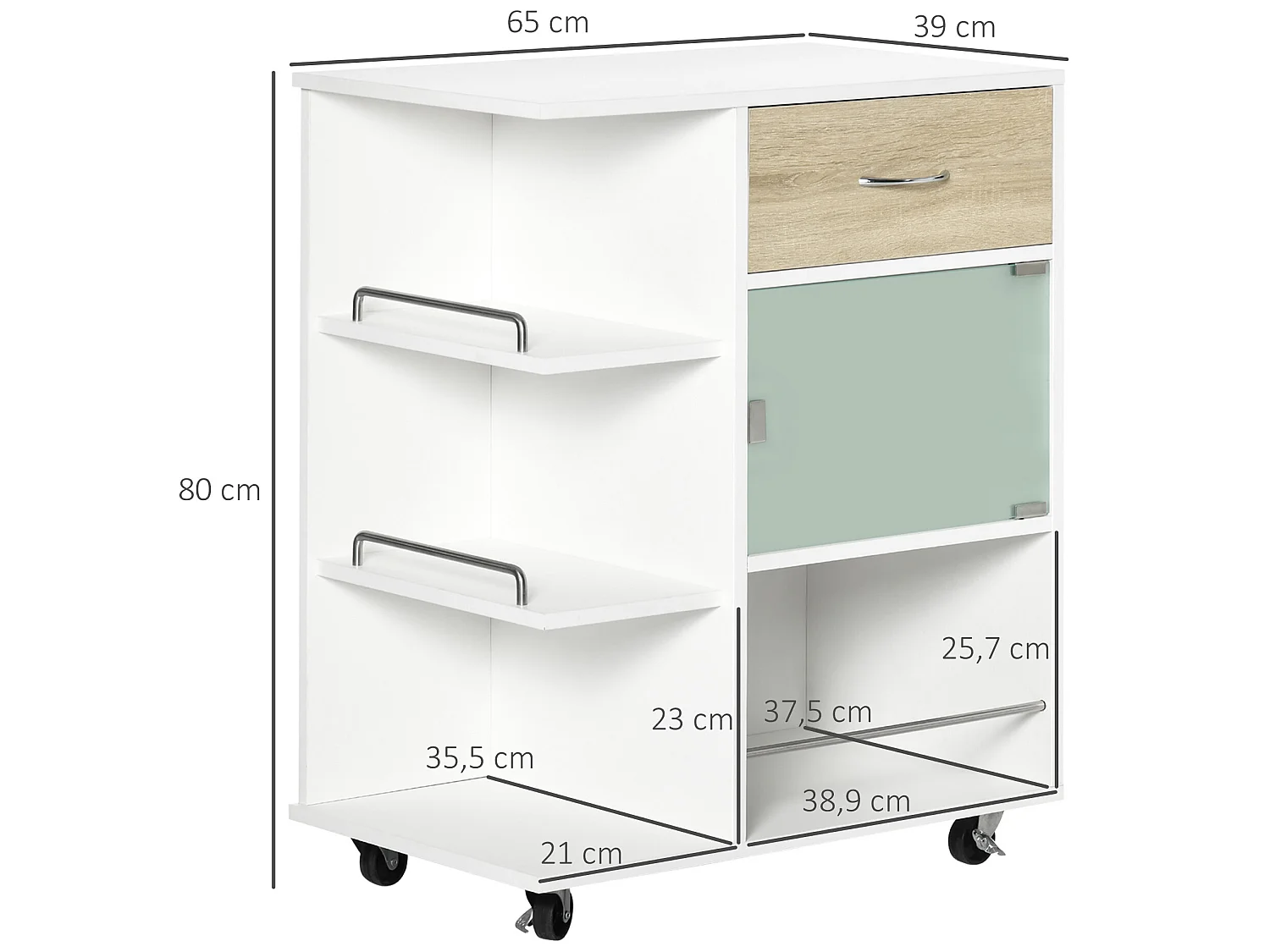 Carro de cocina madera natural 65x39x80 cm HOMCOM