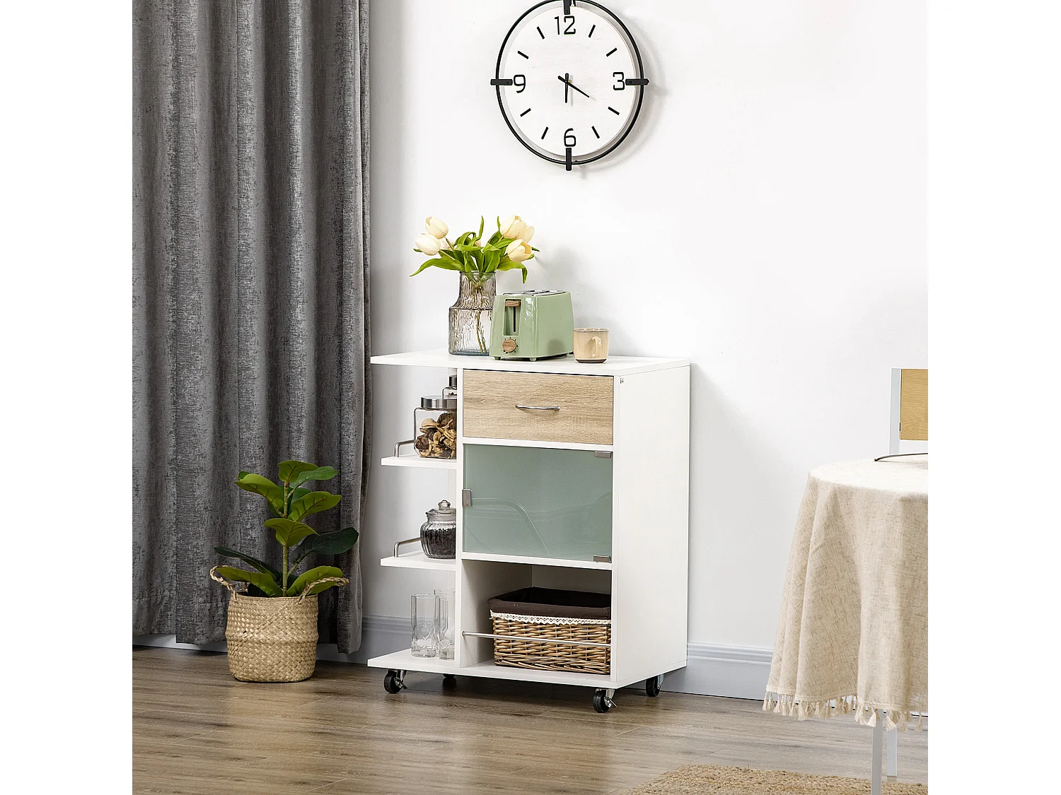 Carro de cocina madera natural 65x39x80 cm HOMCOM