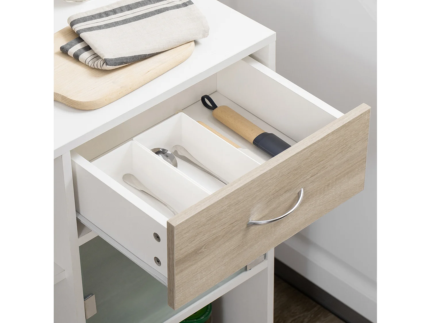 Carro de cocina madera natural 65x39x80 cm HOMCOM