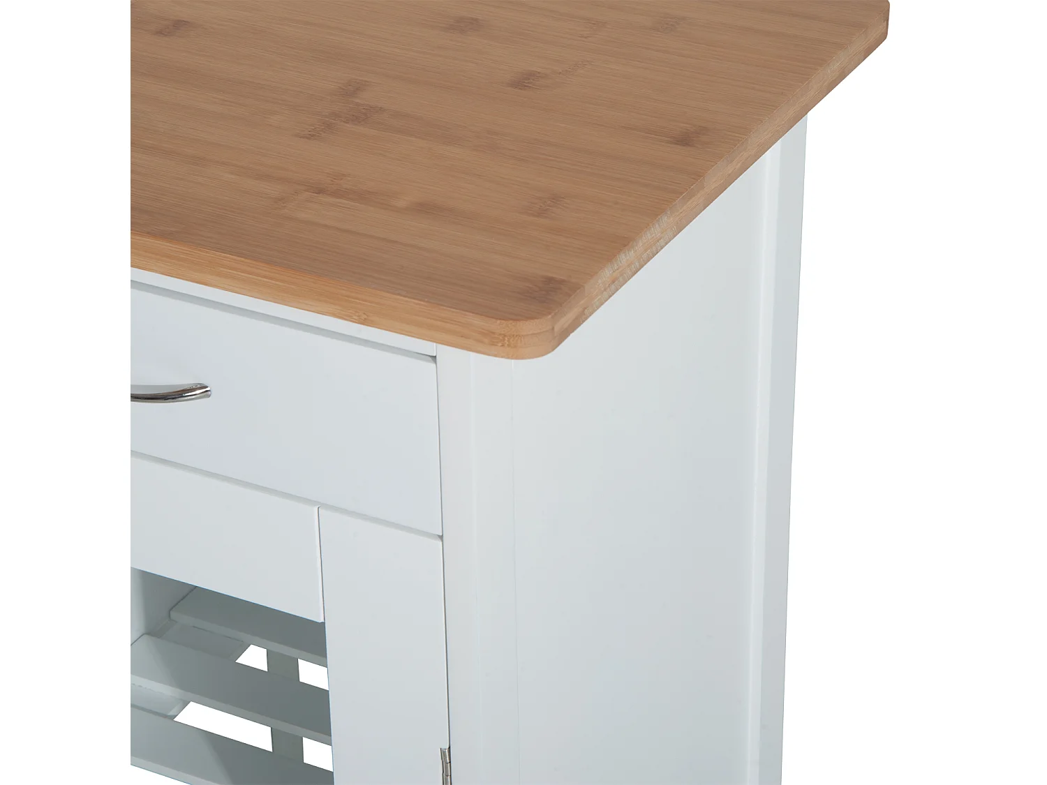 Witte bamboe keukenkar 70x37x85 cm