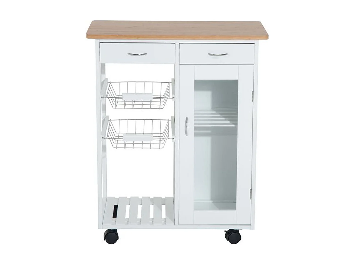 Witte bamboe keukenkar 70x37x85 cm