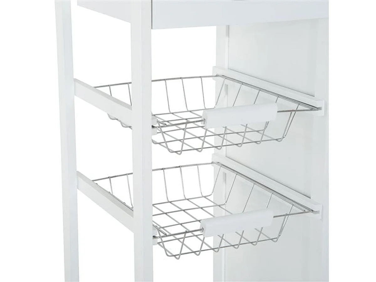 Witte bamboe keukenkar 70x37x85 cm