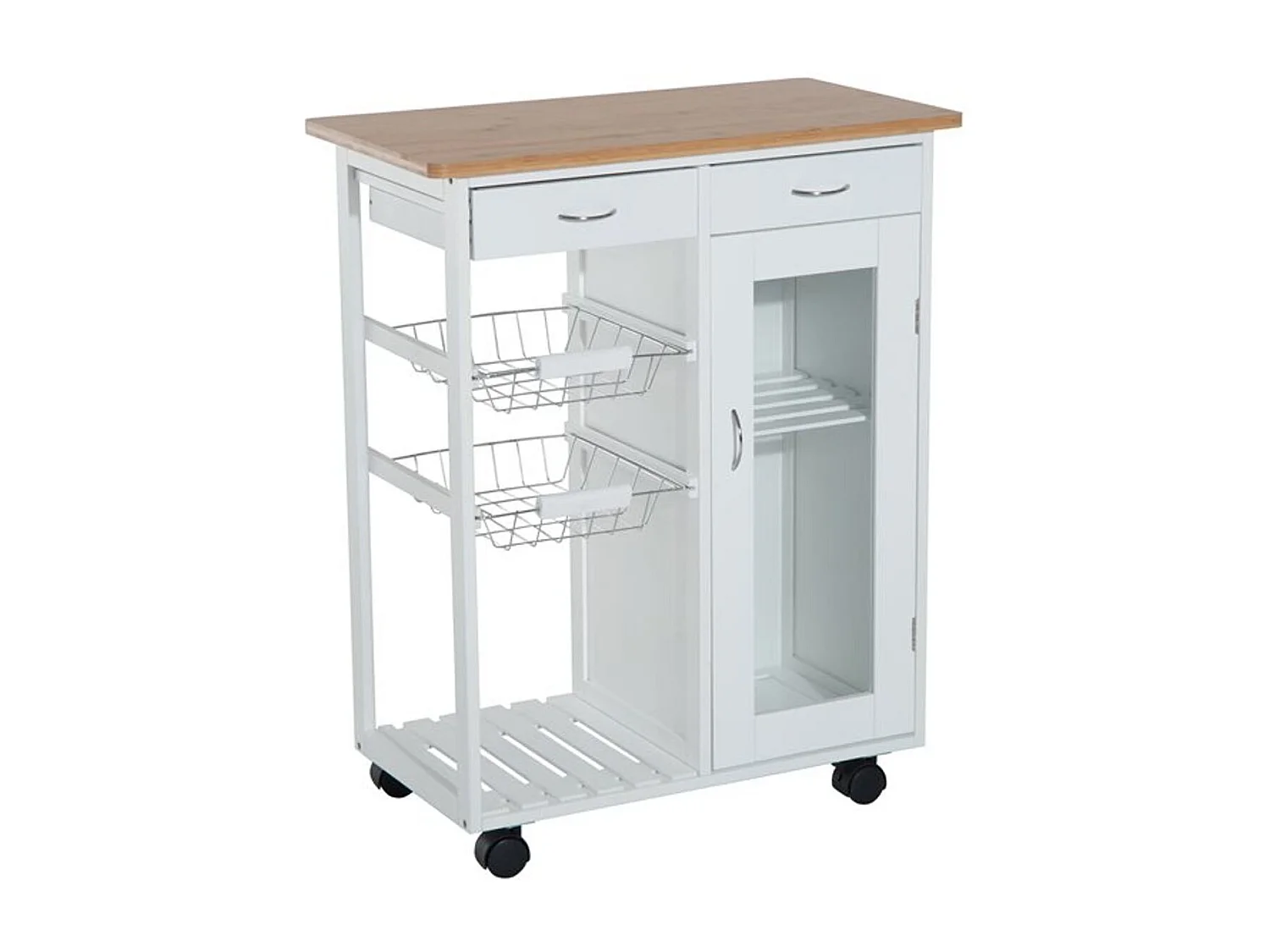 Witte bamboe keukenkar 70x37x85 cm