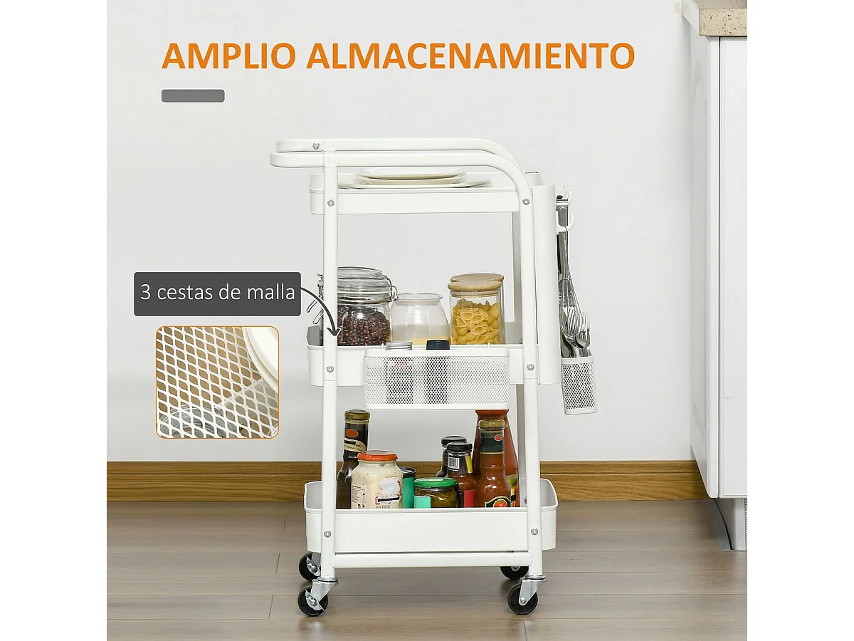 Carrito de cocina blanco 51.5x32x75.6 cm HOMCOM