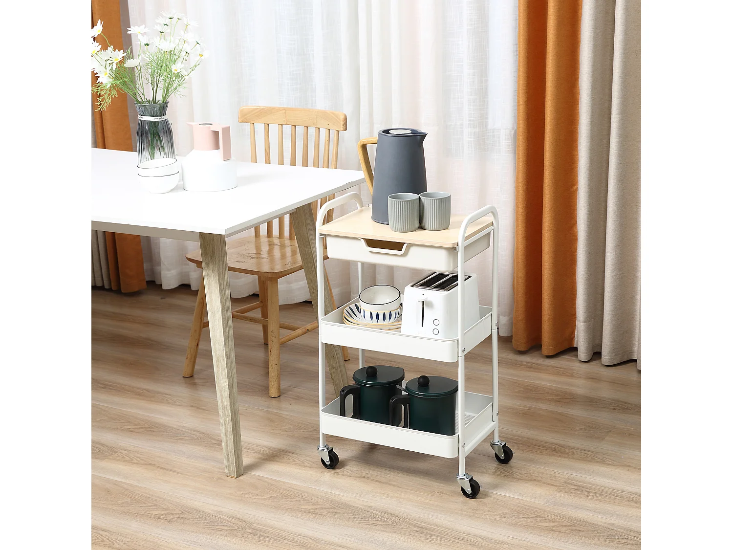 Carrito de cocina blanco 43.9x30.5x75.6 cm HOMCOM