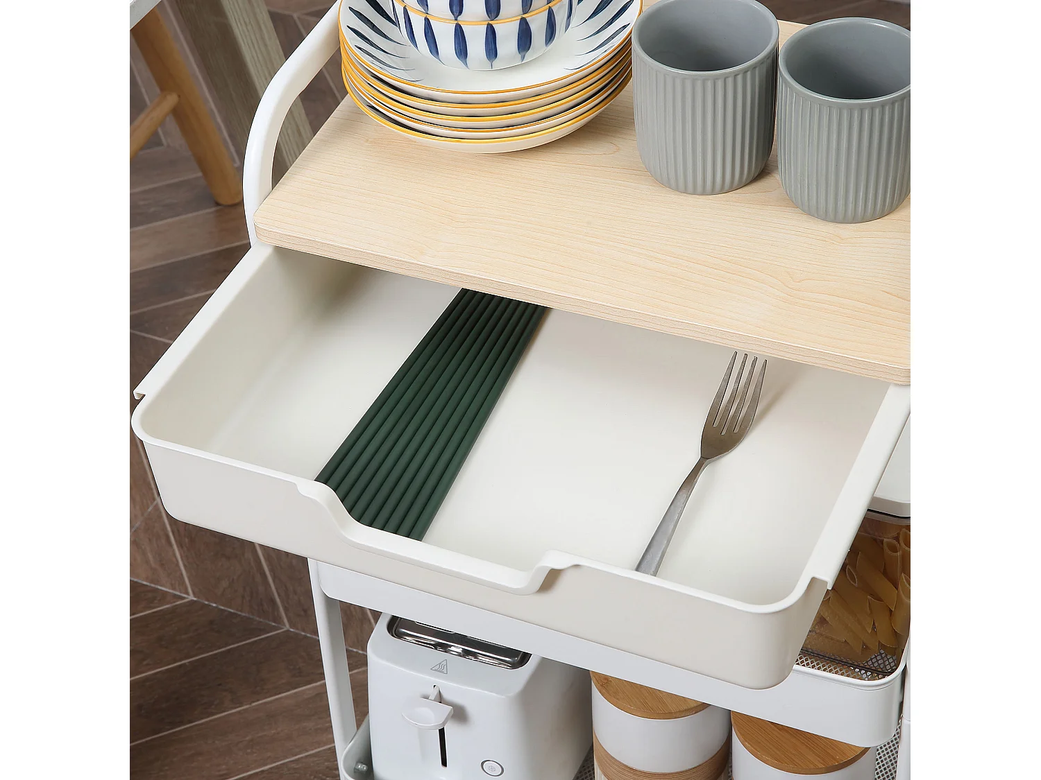 Carrito de cocina blanco 43.9x30.5x75.6 cm HOMCOM