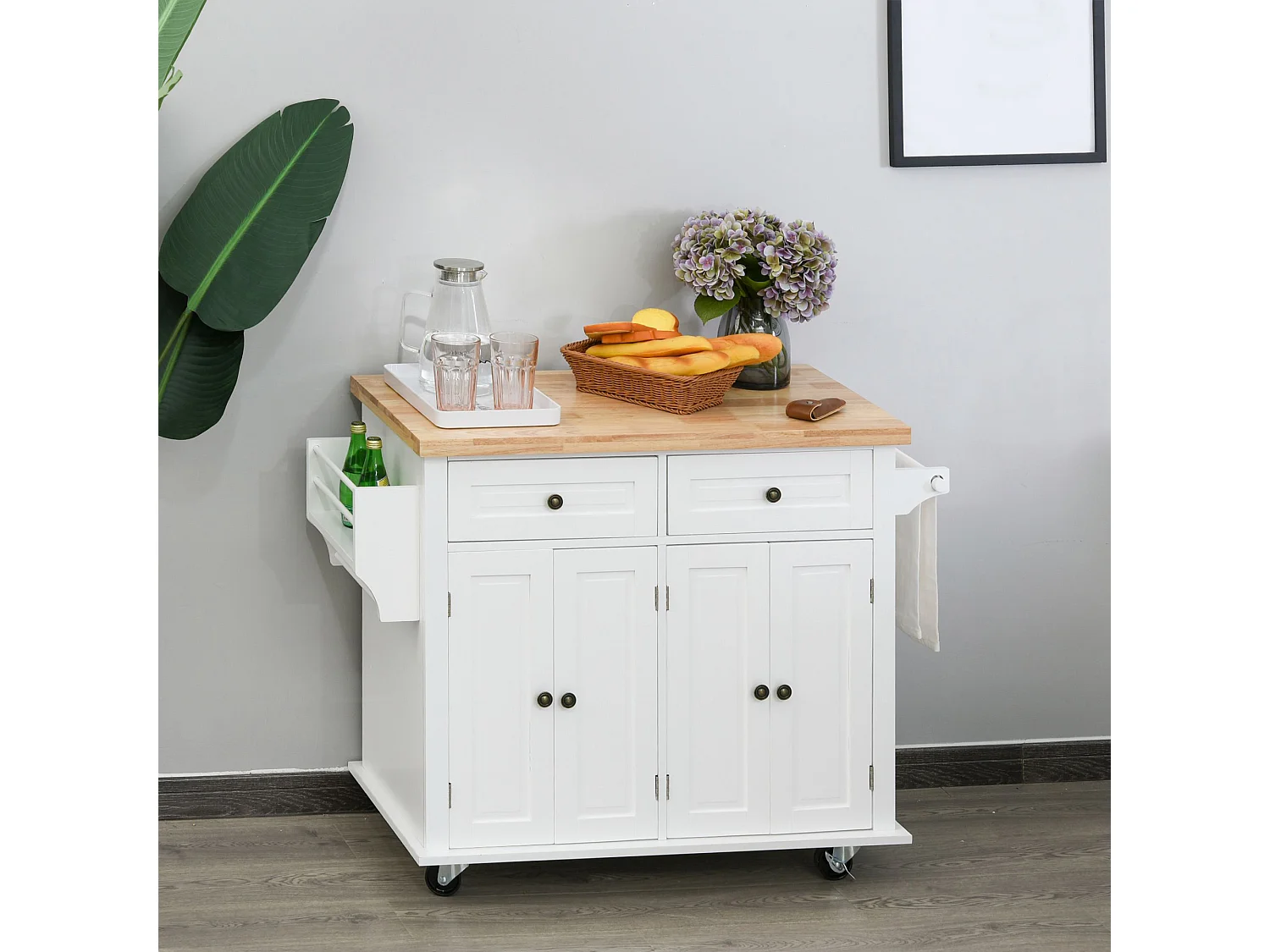 Isla de cocina blanco 111x44.5x82.5 cm HOMCOM