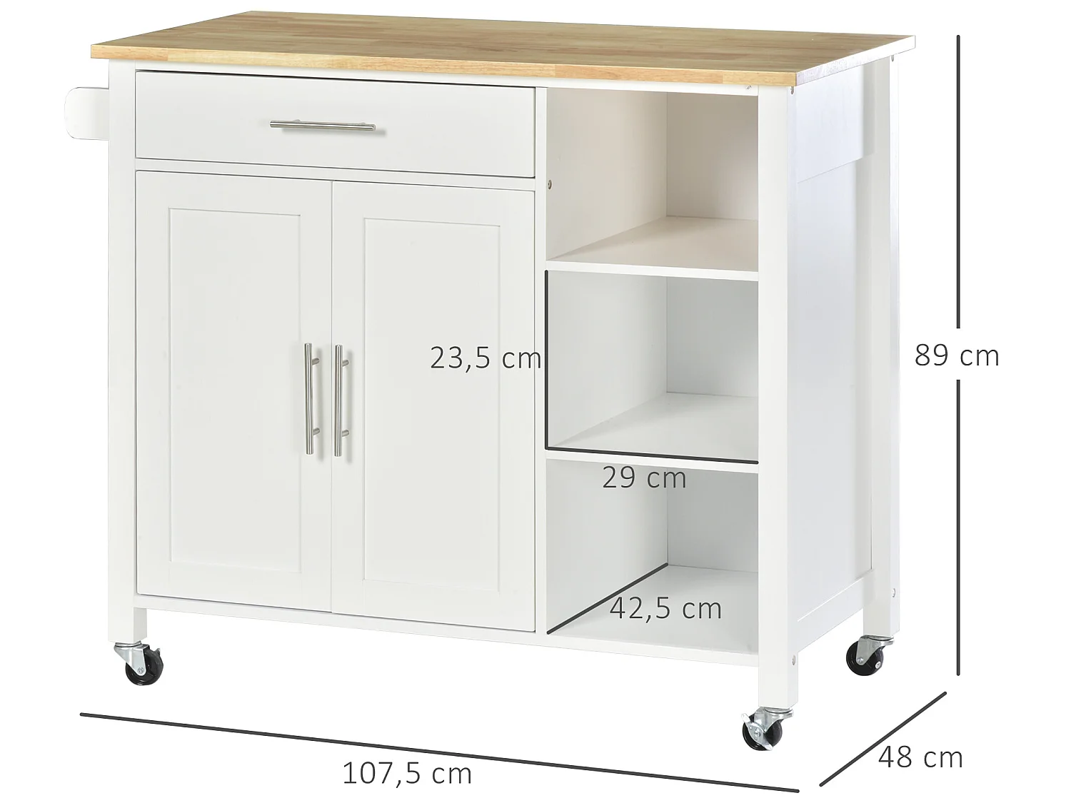Isla de cocina blanco 107.5x48x89 cm HOMCOM