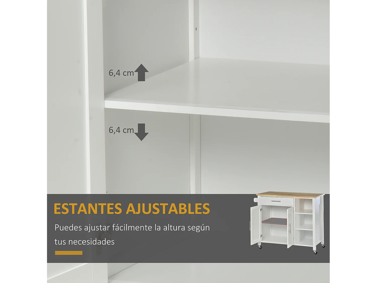 Isla de cocina blanco 107.5x48x89 cm HOMCOM