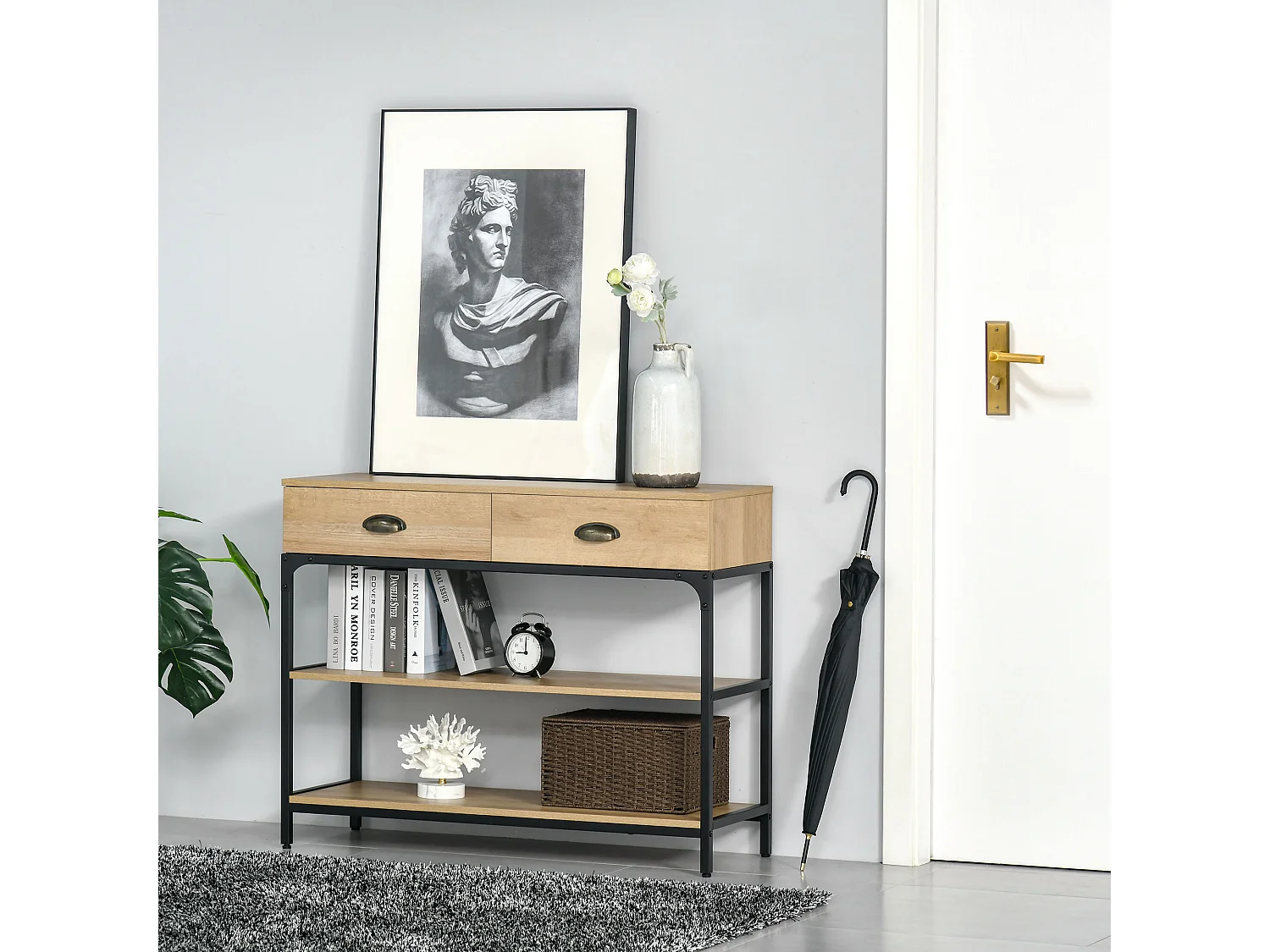 Mesa consola roble 100x35x79.2 cm HOMCOM