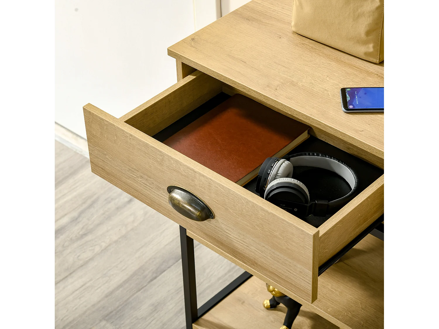 Mesa consola roble 100x35x79.2 cm HOMCOM