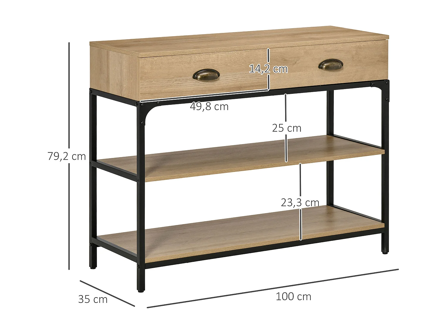 Mesa consola roble 100x35x79.2 cm HOMCOM