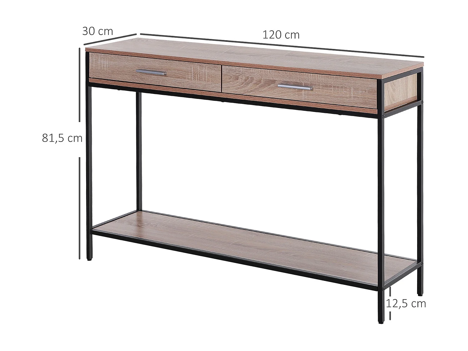 Mesa para recibidor roble y negro 120x30x81,5 cm HOMCOM