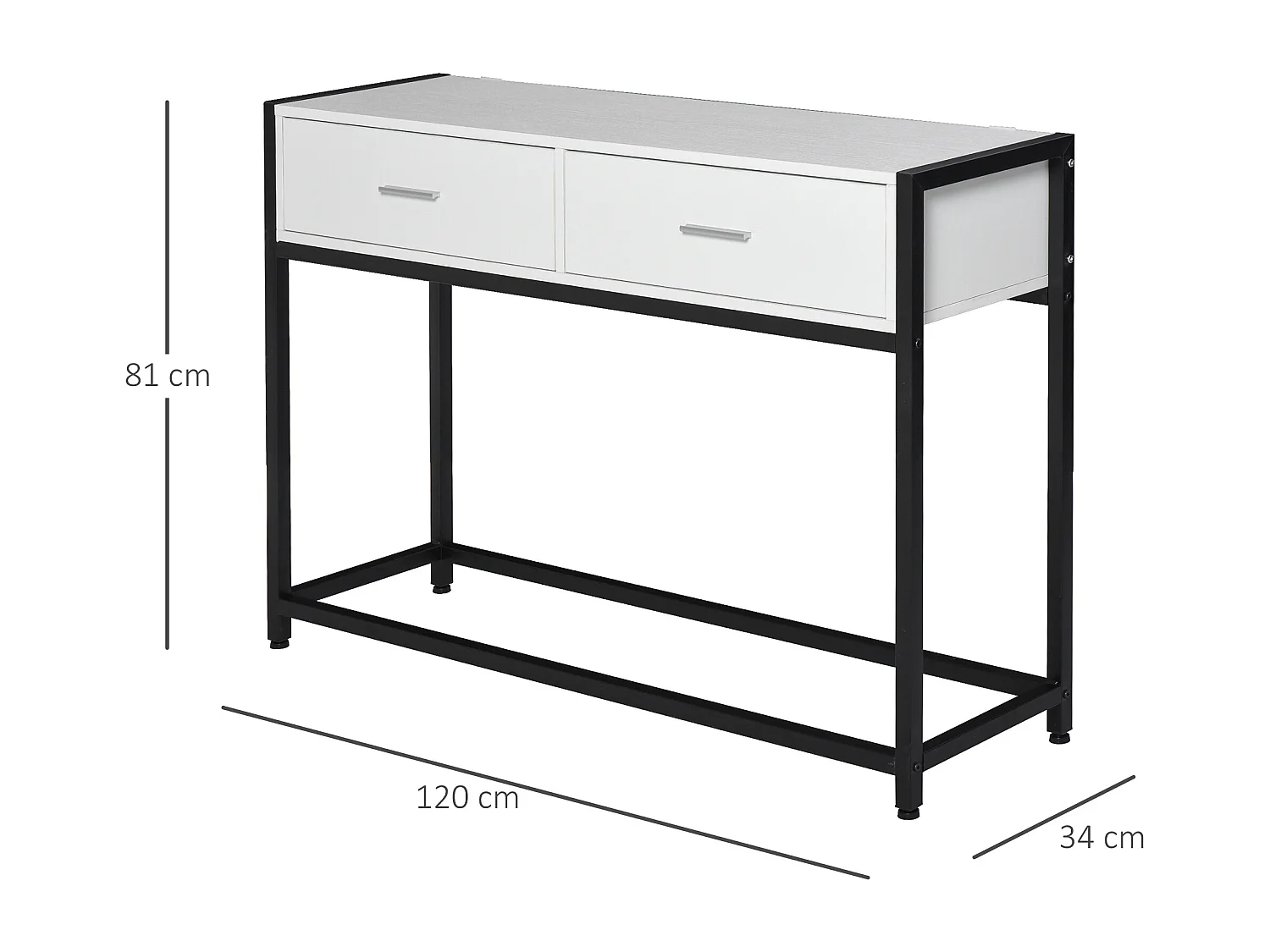 Mesa de consola negro y blanco 120x34x81 cm HOMCOM