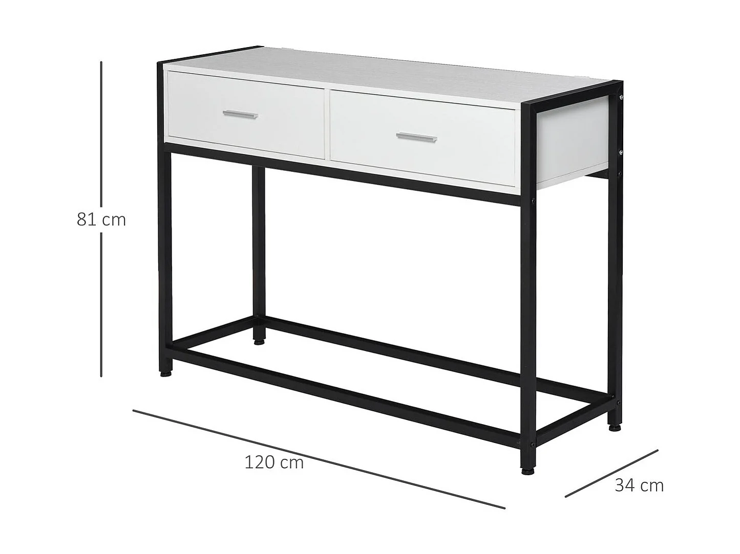 Mesa de consola negro y blanco 120x34x81 cm HOMCOM
