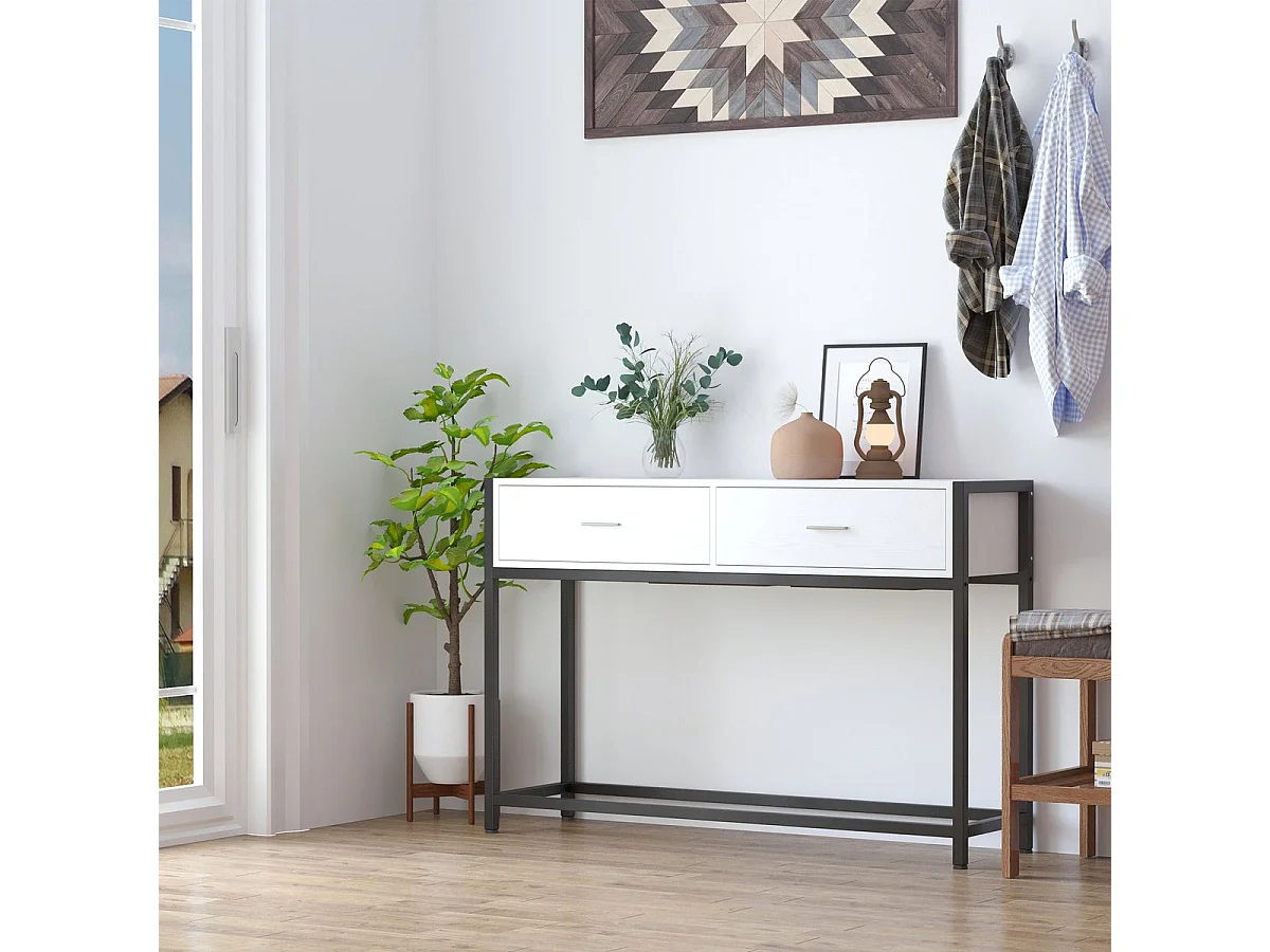 Mesa de consola negro y blanco 120x34x81 cm HOMCOM