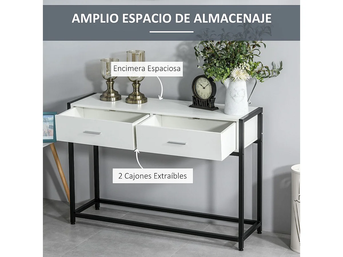 Mesa de consola negro y blanco 120x34x81 cm HOMCOM