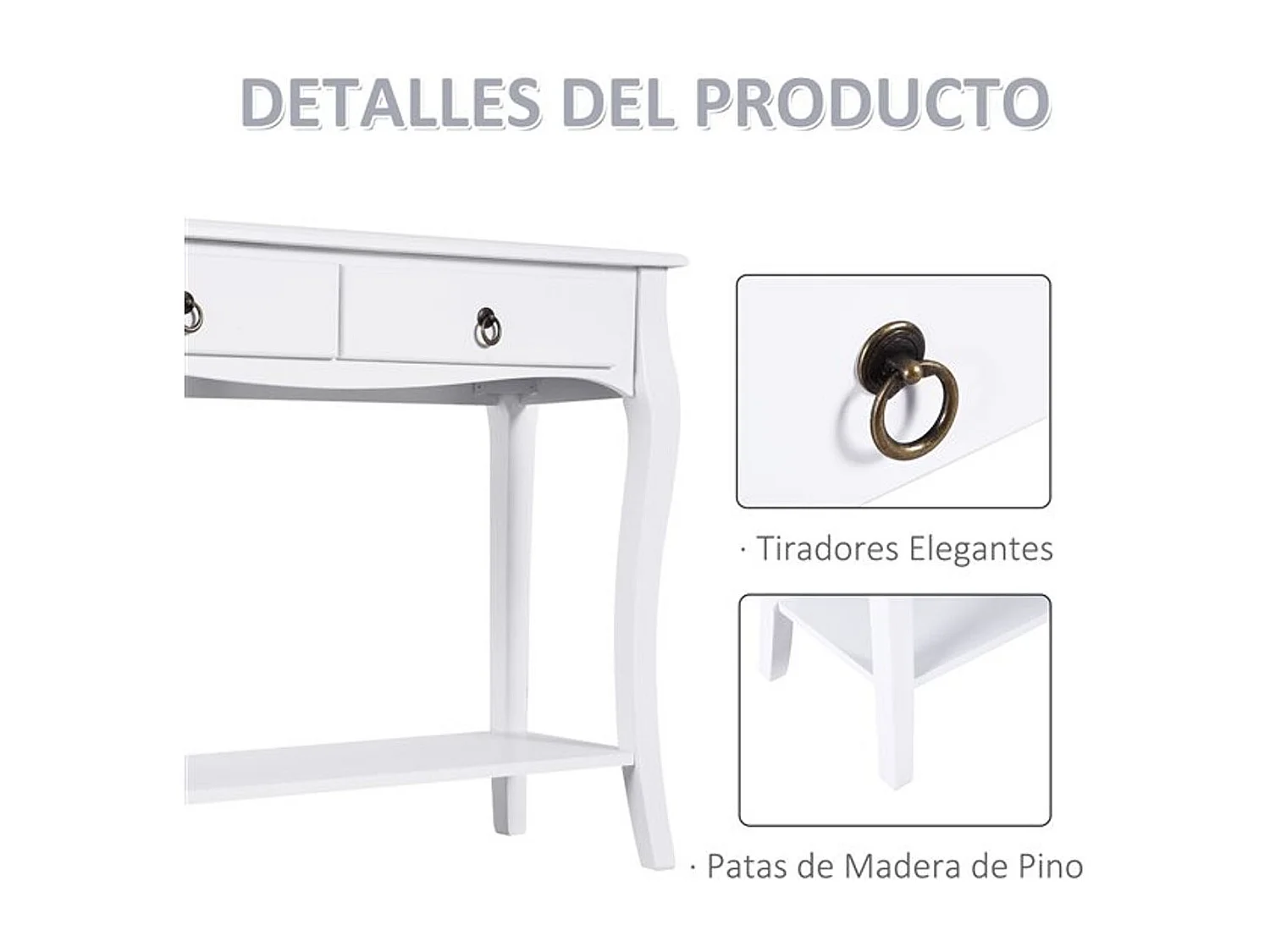 Mesa consola blanco 100x33x75 cm HOMCOM