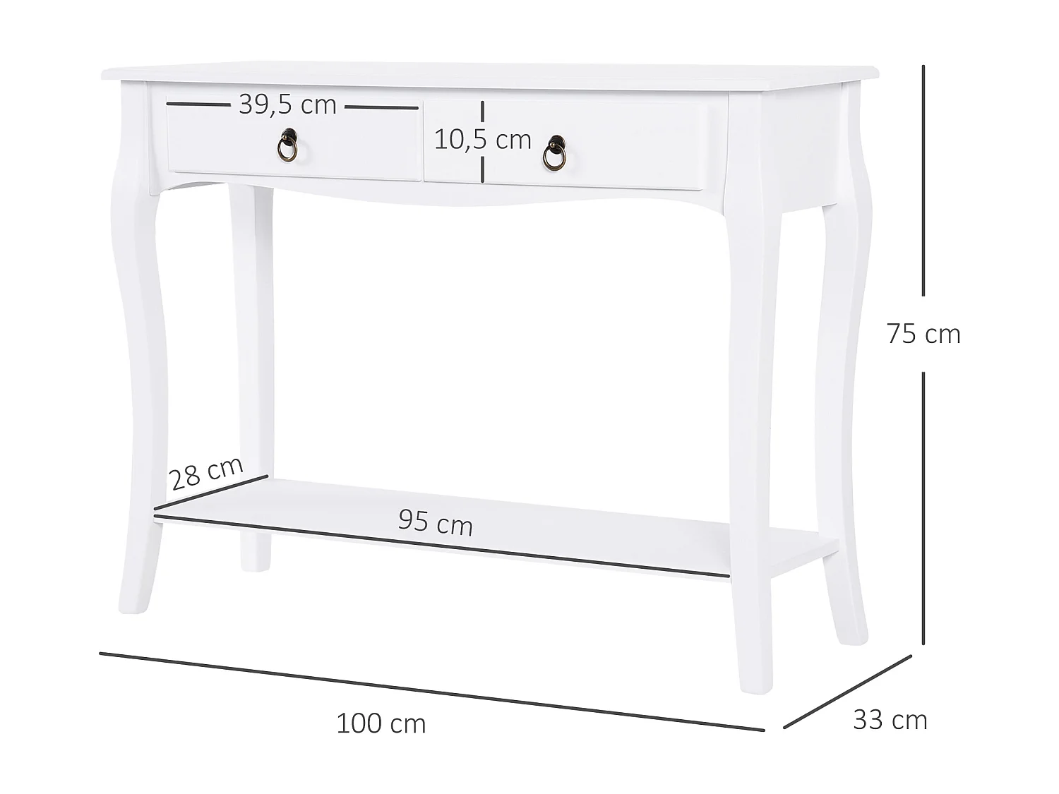 Mesa consola blanco 100x33x75 cm HOMCOM
