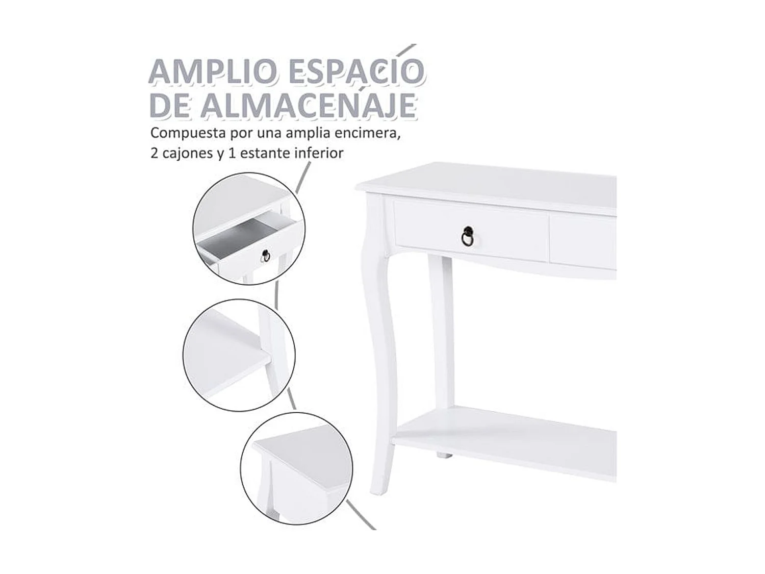 Mesa consola blanco 100x33x75 cm HOMCOM
