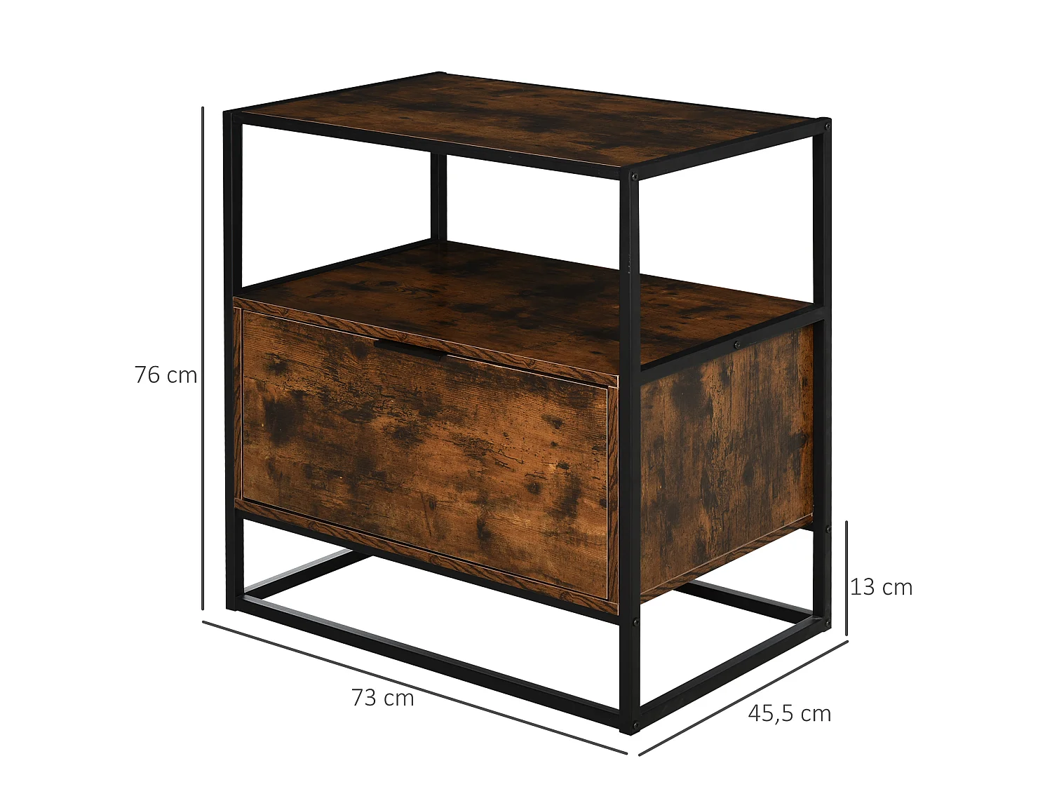 Mesa consola auxiliar negro y marrón rústico 73x45.5x76 cm HOMCOM