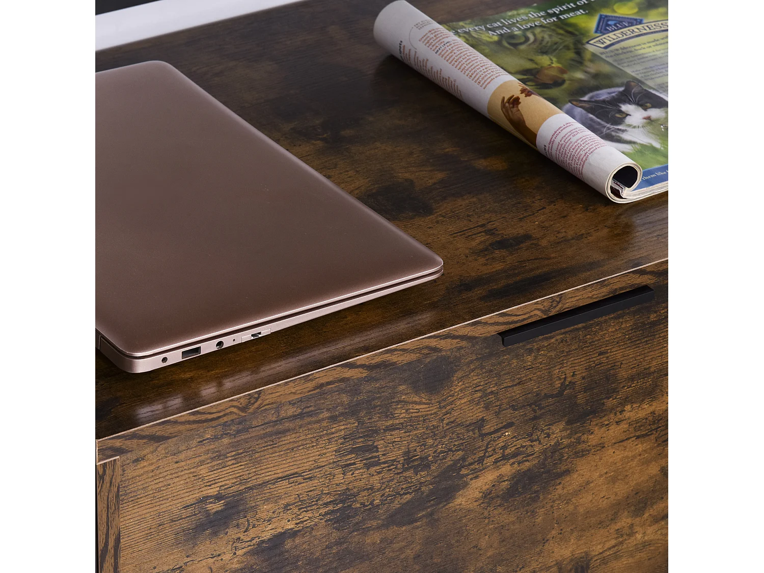 Mesa consola auxiliar negro y marrón rústico 73x45.5x76 cm HOMCOM