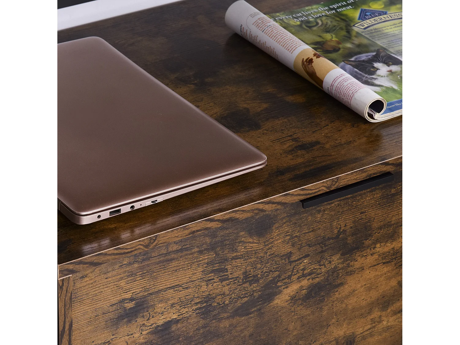 Mesa consola auxiliar negro y marrón rústico 73x45.5x76 cm HOMCOM