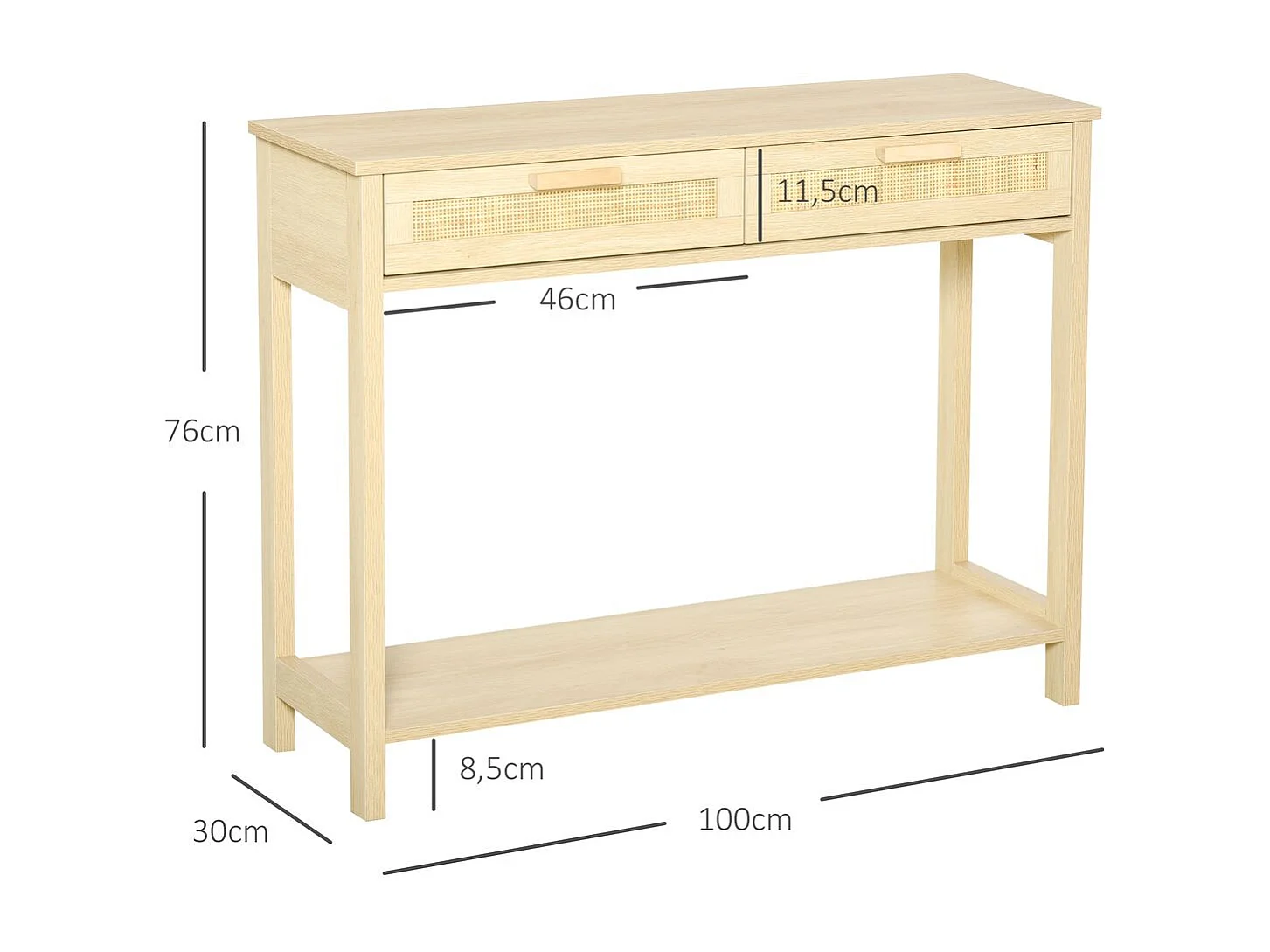 Mesa consola natural 100x30x76 cm HOMCOM